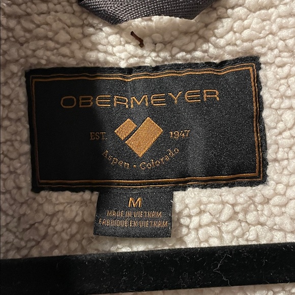 Obermeyer Men's Medium Condor Corduroy Jacket Shale Blue Grey Trucker Bomber - Picture 16 of 16